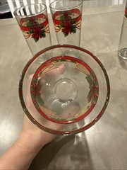 Set of 4 Poinsettia Christmas Drinking Glasses 12oz Heavy Glass KIG