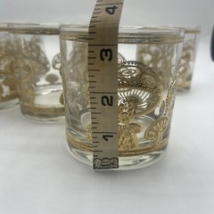 Culver 22K Gold Mushroom Vintage Lowball Drinking Glass MCM Set of 6 Cocktail