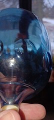 4 Vintage Bartlett Collins Iridescent Light Blue Purple Thumbprint Wine Goblets