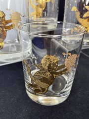 Vintage Culver Cherub Glasses, Set Of 4, Gold 22kt, Mid Century