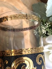 A Vintage Culver Toledo Black And Gold Glass Tumblers Set Of 2 Collectible Rare