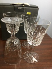 4 Vtg Waterford Crystal Lismore Collection Claret Wine Glasses 10 Oz Goblets NIB