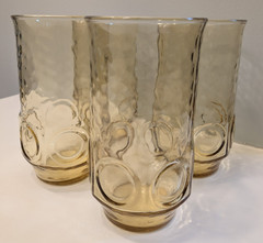 Anchor Hocking Heritage Hill 1970s Honey Gold Glass Tumblers Set Of 4 12oz 5″ H