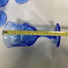 Set Of 4 Blue Water Goblets Fostoria Argus Stemmed Drinking Glasses 6 1/2”