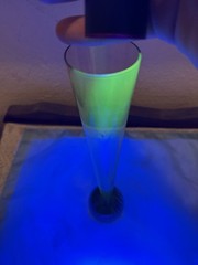 Uranium Glass Purple Bud Flute Stem Cordial Glass 10 in Tall 1 1/4 in top