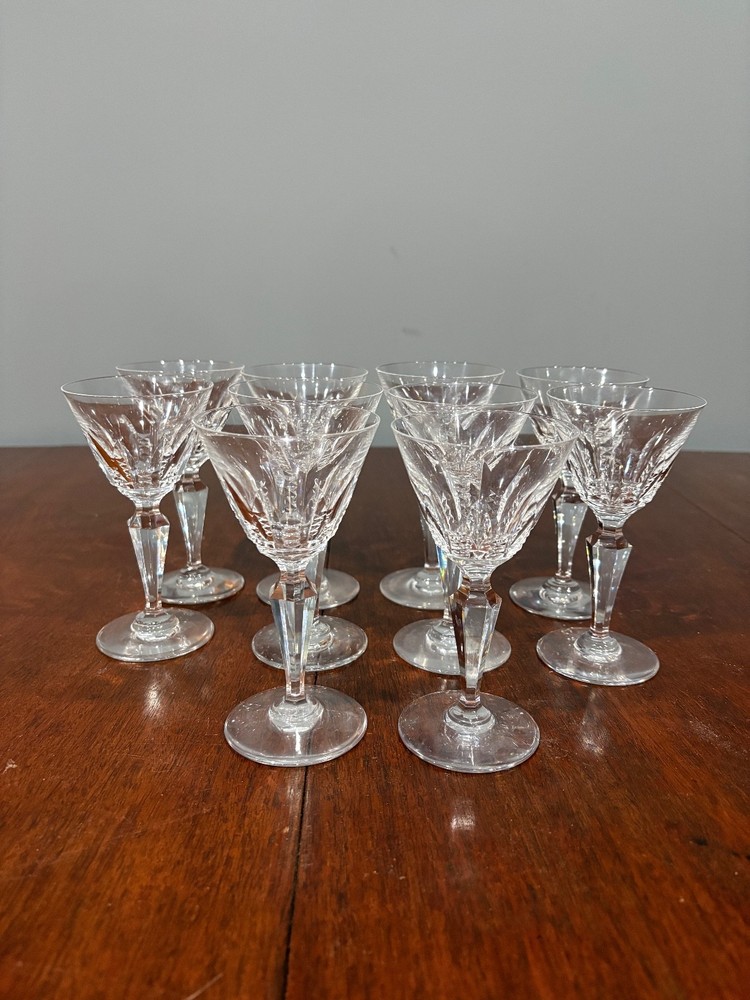 SET(10) VTG Baccarat 5.5″H Austerlitz Cut Crystal Port Wine Glasses Marked