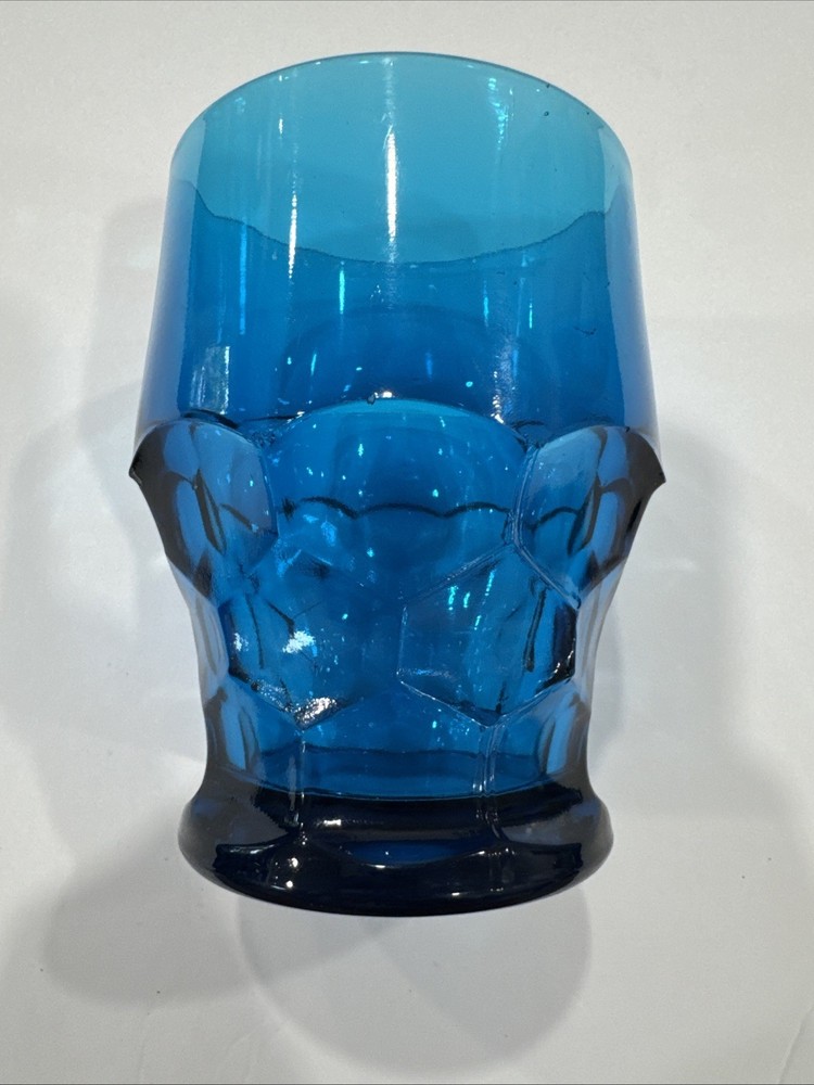 Viking glass Georgian tumbler in the bluenique color MCM Brutalism