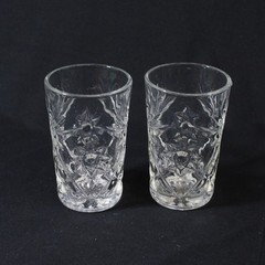 2 Anchor Hocking Early American Prescut 4 Ounce Juice Glasses 4″