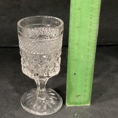 Anchor Hocking Wexford Wine Glasses, Set of 6, Diamond Cut Pattern Pressed Glass