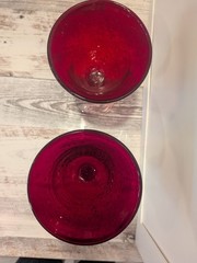 Artland Iris Ruby Red Seeded Bubble Glass Water Goblets – Set of 2 – 8 1/8″
