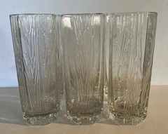 Set of 6~ Pier 1 Octagonal Tree Bark Wood Grain Tumblers ~ Hand Blown ~ Thailand