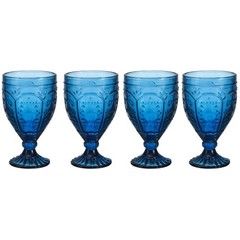 Fitz and Floyd Trestle Indigo Glass Goblets