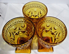 3 VTG AMBER COLONY PARK LANE GOBETS INDIANA GLASS 8ozs 5 1/4″» TALL
