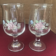 SET 4 TEA ROSE PFALTZGRAFF LIBBEY 6-3/8″ STEMMED GLASSES, 12OZ.