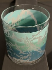 Glass Tumbler s (4) with Marbled Turquoise and White Pattern – Ocean Waves