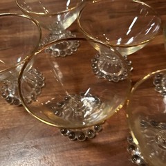 ANCHOR HOCKING BERWICK BOOPIE GOLD RIM 3.5” FOOTED CHAMPAGNE SHERBET GLASSES CUP
