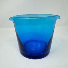Peacock Blue Blown Glass Wine Glass Rinser 2-Spout Heavy Bottom
