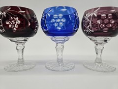 Rainbow Set Nachtmann Traube Cut to Clear Crystal Small Wine Glass 4 3/8”