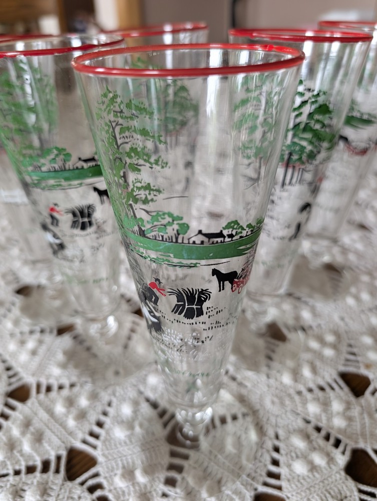 Vintage Libby «Making Hay» Pilsner Glasses Set Of 6 -READ