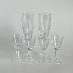 W.M. Dalton Cherbourg French Crystal 2 Parfait And 4 Cordial Elegant Clear