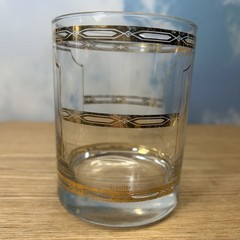 Vintage Culver Double Old Fashioned Glass With 22k Gold Pattern 14 Oz.