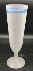 Vtg MCM Frosted Pilsner Glasses Barware Blue Stripe (5) EUC 8.25″ H