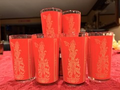 Vintage Culver Thai Goddess 22k Gold Decorated Highball Glasses Set Of 6 Ex Con