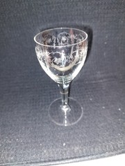 Small Etched Goblet Wine Glass Floral Design 2 In X 5 In Tall
