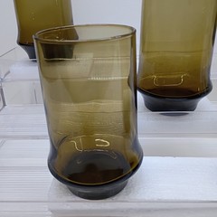 Vtg Libbey Tawny Impromptu Glass Tumblers Set of 5 5″ Smoke Brown Glasses