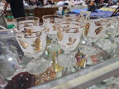 Vintage Libbey Golden Foliage Gold Leaf Liquor Stem Cocktail Glasses Set of 6