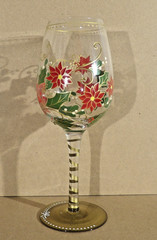 Celebrations by Mikasa Hand Painted Christmas Wine Glass Joy to the World 15 oz