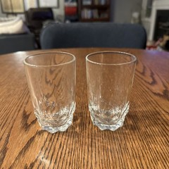 Arcoroc France Artic Clear Vertical Wedge Cut Juice Glasses Vintage 6oz Set Of 2