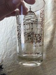 Set Of Two Vintage Buffalo NY Landmark Souvenir Glasses Tumblers Gold Trim