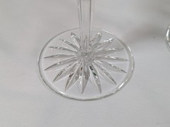 2x Ajka Castille Alberga Emerald Green Cut to Clear Crystal Balloon Wine Goblet