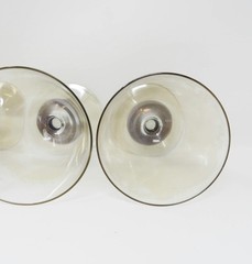 Set of 3 Vtg Krosno Poland Amber Bronze Ball Wine Glasses Water Goblets