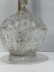 Vtg Avitra Clear Crystal Frosted Rose Leaves Rose Garden Collection Candy Dish