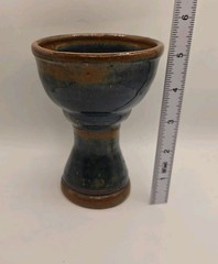 Art Studio Pottery Goblet Chalice Footed Drip Glaze-Handmade 5.5″ Small