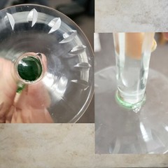 2 * Wine Hock Glasses RED & GREEN cut to Clear Crystal Triumph Imperial Estate