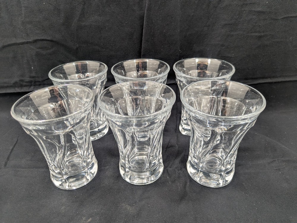 6 Fostoria Jamestown 10 oz Clear Swirl Tumbler Heavy Glass Iced Tea Water MCM