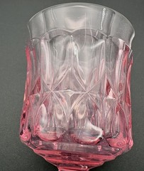 Vintage Noritake Perspective Pink Water Goblets Set of 4 Japan Pressed Glass