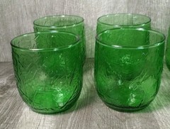 Vintage 8 Anchor Hocking Sherwood Leaf Spearmint Green Juice Tumblers 8 & 12 oz.