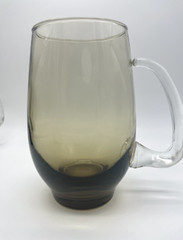 VTG Libbey Tempo Smoke Tawny Handle Glasses Brown Beer Mug Tankard 1960 Set of 3