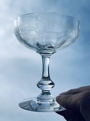 Saint Louis Massenet Cleo Champagne Coupe Glass Cristal Engraved Napoleon III K
