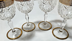 Set Of 4 Vintage Royal Crystal Rock RCR Gold Trimmed Stemmed WINE Glasses