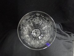 Fostoria Navarre Clear, Stem 6016, Etch 327: Water or Wine Goblet, 7 3/4″, As Is