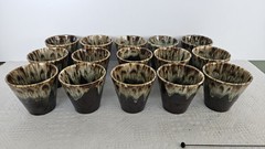 Canonsburg Pottery Brown Drip Glaze Set Of 15 Tumblers Cups 10oz 3½»