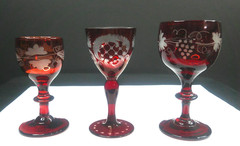 Red to Clear Cut, Bohemian / Czech, Castle Scene, Cruet, c 1880’s, ExCd