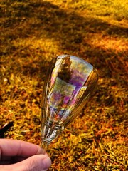 Five Beautifully Clear Iridescent Glasses For Wine, Juice Or Water Available.