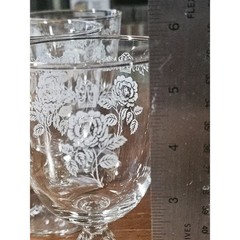 9 Vintage Libbey Etched White Rose Crown «QUEEN ESTHER» Goblets Htf Pattern