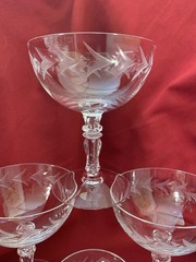 Fostoria Holly Clear Crystal Champagne/Tall Sherbet Glasses Set Of 6 Retired